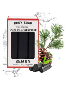Jabón de Barra Olivia Care 100% Natural - Carbón Activado y Cedro - Set de 3 x 141.75 g
