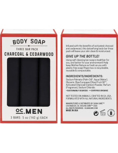 Jabón de Barra Olivia Care 100% Natural - Carbón Activado y Cedro - Set de 3 x 141.75 g 2