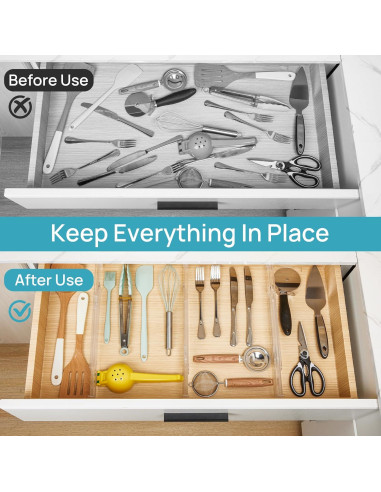 Separadores de Cajones Vtopmart 4 Pack Ajustables 32.2-53.7 cm