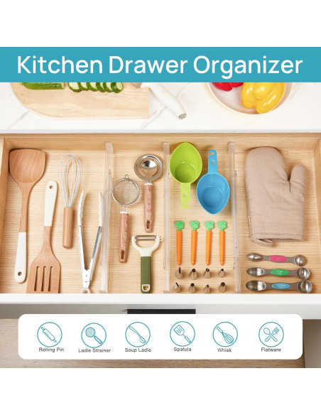 Separadores de Cajones Vtopmart 4 Pack Ajustables 32.2-53.7 cm