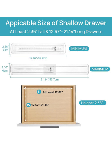 Separadores de Cajones Vtopmart 4 Pack Ajustables 32.2-53.7 cm