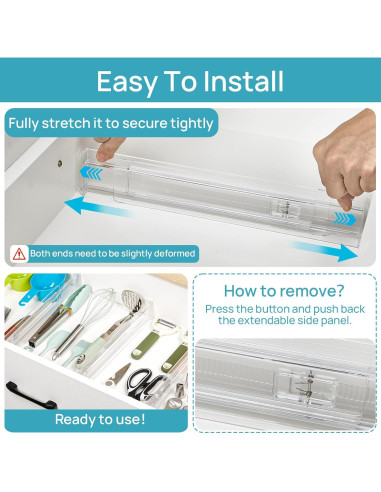 Separadores de Cajones Vtopmart 4 Pack Ajustables 32.2-53.7 cm