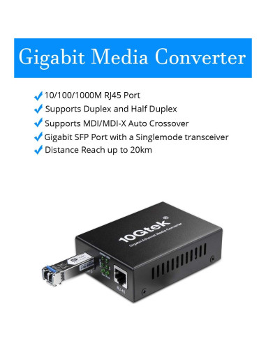 Convertidor de Medios SFP a RJ45 HiFiber 1000Base-LX 20km
