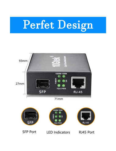 Convertidor de Medios SFP a RJ45 HiFiber 1000Base-LX 20km