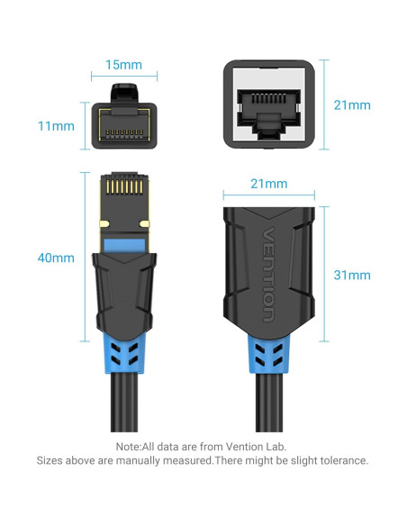 Cable de Extensión Ethernet VENTION Cat6 0.49m RJ45 Macho a Hembra