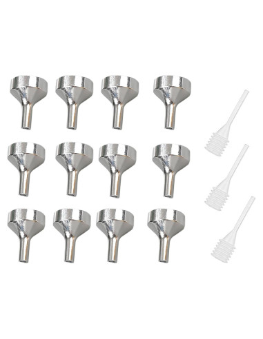 12 Embudos de Metal Yansanido 3.81 cm + 3 Pipetas 6.6 cm