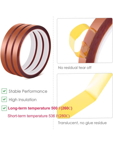 Cinta Térmica Resistente al Calor VIKDOOK 10mm x 33m - 3 Rollos