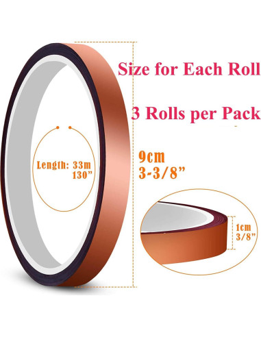 Cinta Térmica Resistente al Calor VIKDOOK 10mm x 33m - 3 Rollos