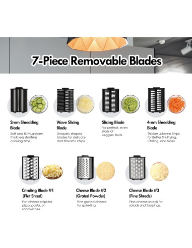 Rallador de Queso Eléctrico ULTAC 250W con 7 Cuchillas