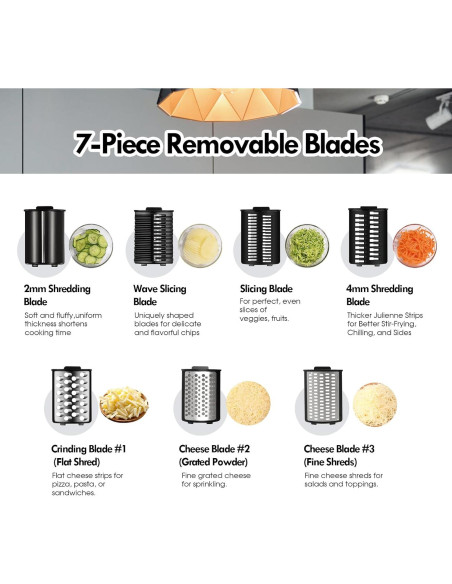 Rallador de Queso Eléctrico ULTAC 250W con 7 Cuchillas