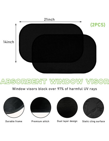 2 Sombrillas para Ventanas de Auto Ohleats 53x36 cm UV