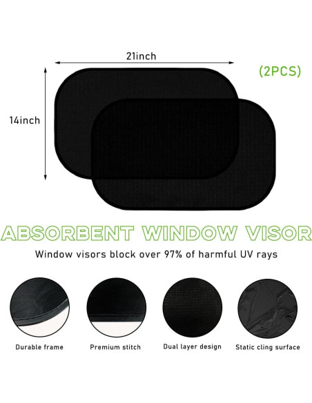 2 Sombrillas para Ventanas de Auto Ohleats 53x36 cm UV