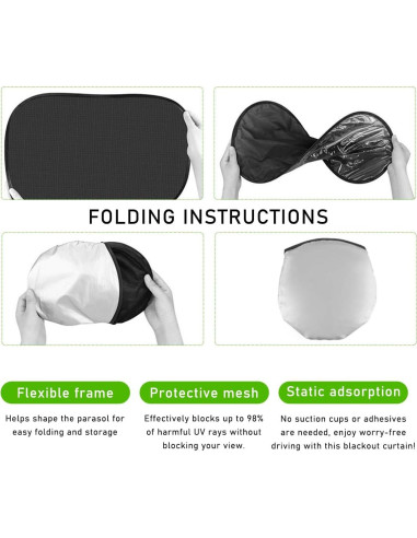 2 Sombrillas para Ventanas de Auto Ohleats 53x36 cm UV