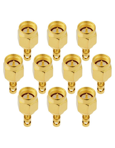 10 Conectores SMA Macho Soldadura 50 Ohm para RG178 1.37mm