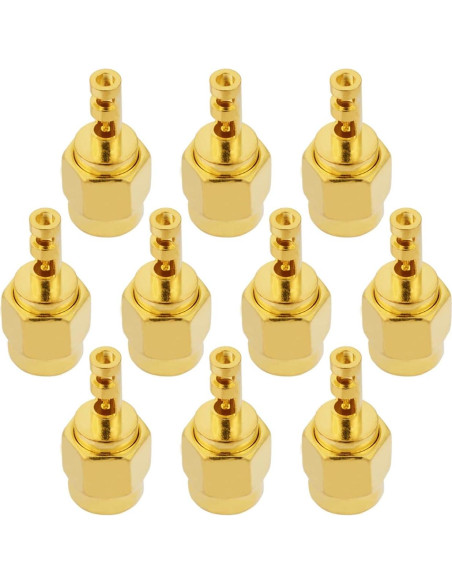 10 Conectores SMA Macho Soldadura 50 Ohm para RG178 1.37mm