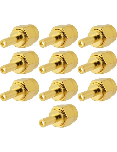 10 Conectores SMA Macho Soldadura 50 Ohm para RG178 1.37mm