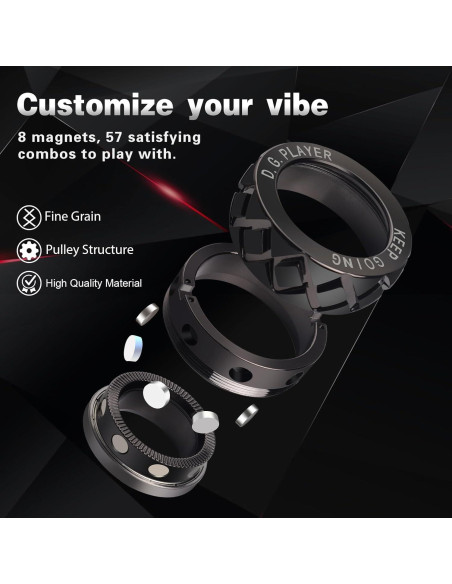 Anillo Giratorio Antiestrés D.G.PLAYER Negro Ajustable EDC