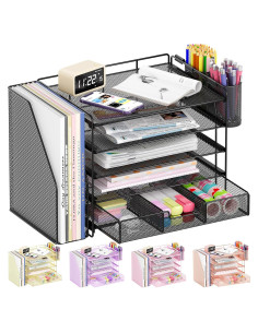 Organizador de Escritorio OPNICE 5 Niveles Metal Negro