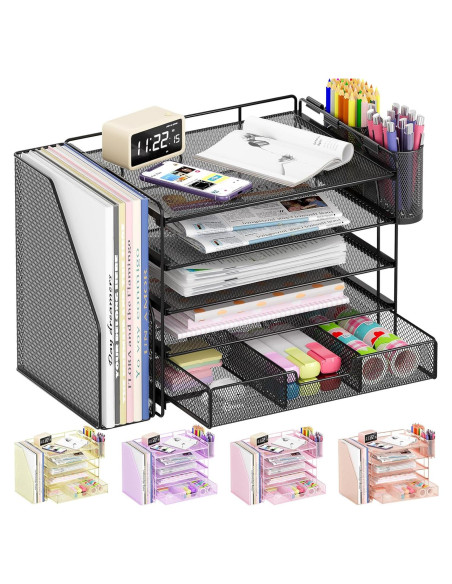 Organizador de Escritorio OPNICE 5 Niveles Metal Negro