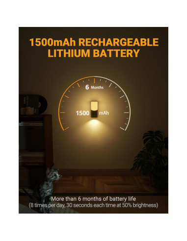 Aplique de Pared Recargable Lyridz LED con Sensor de Movimiento