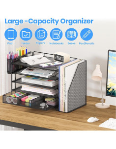 Organizador de Escritorio OPNICE 5 Niveles Metal Negro 2