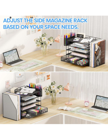 Organizador de Escritorio OPNICE 5 Niveles Metal Negro