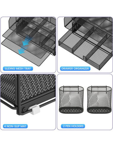 Organizador de Escritorio OPNICE 5 Niveles Metal Negro