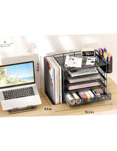 Organizador de Escritorio OPNICE 5 Niveles Metal Negro