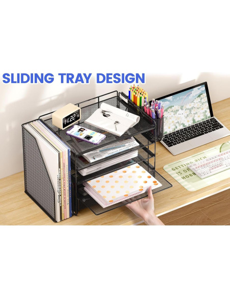 Organizador de Escritorio OPNICE 5 Niveles Metal Negro