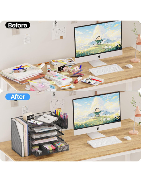 Organizador de Escritorio OPNICE 5 Niveles Metal Negro