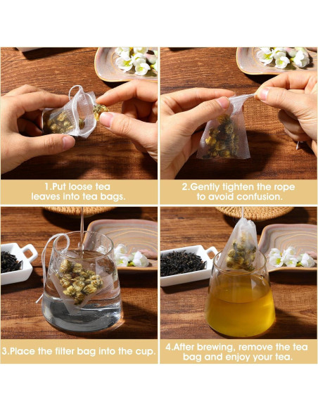 50 Bolsitas de Té Desechables Nylon Ymapinc 7x5.5 cm