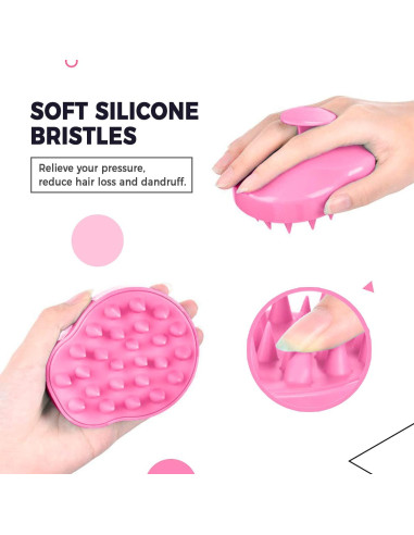 Masajeador de cuero cabelludo RELAXO Rosa para cabello sano