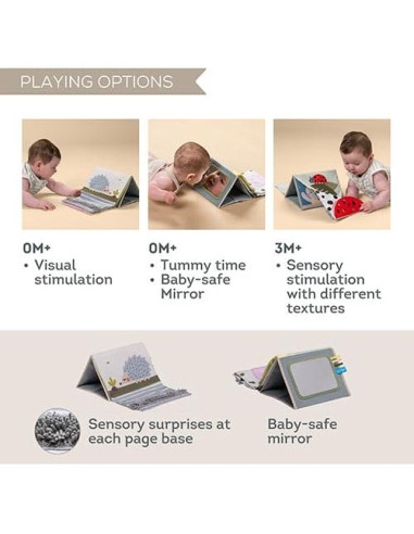 Libro Sensorial Boca Abajo Taf Toys - Texturas y Espejo 0-6 Meses