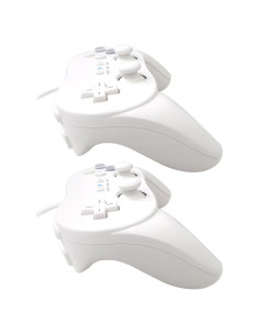 Controlador Clásico Pro con Cable Suifaqi para Nintendo Wii - 2 Pack Blanco