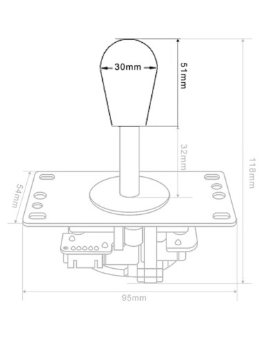Joystick Arcade Sanwa Avisiri Rojo y Negro 2X DIY 30mm