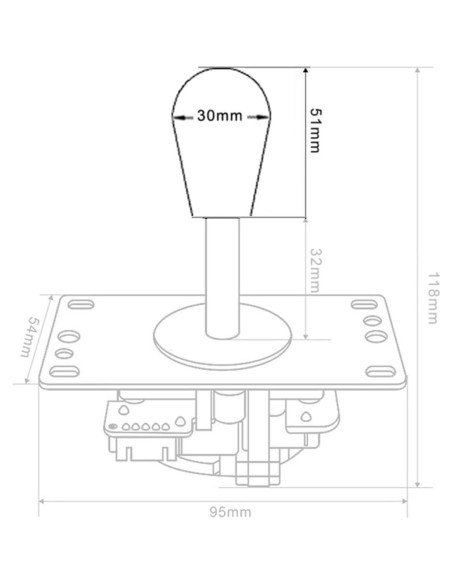 Joystick Arcade Sanwa Avisiri Rojo y Negro 2X DIY 30mm