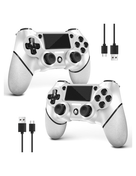 Paquete de 2 Controladores Inalámbricos AceGamer PS4 - Blanco