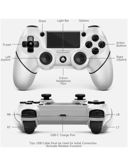 Paquete de 2 Controladores Inalámbricos AceGamer PS4 - Blanco