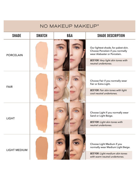 Base No Makeup Makeup Porcelana - Ligera y Larga Duración