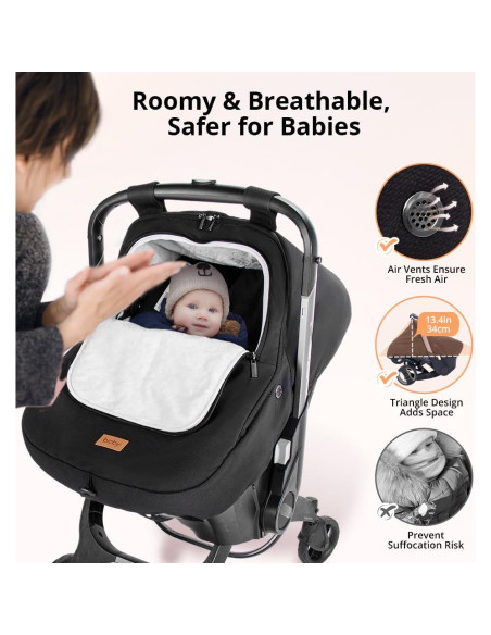 Cubierta de Asiento de Coche para Bebé Bioby Negra Impermeable