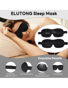 Máscara de Sueño 3D ELUTONG Ajustable 4 Piezas Bloqueo Luz 2