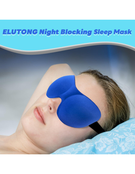 Máscara de Sueño 3D ELUTONG Ajustable 4 Piezas Bloqueo Luz