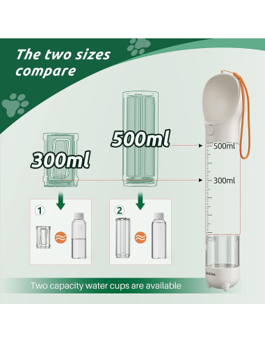 Botella de Agua y Comida PUPIHOM 300ML para Perros - Portátil