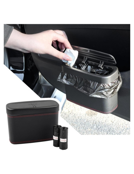 Basurero de coche Figpade con tapa y 30 bolsas - 17.8L