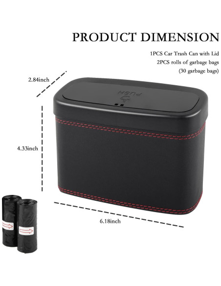 Basurero de coche Figpade con tapa y 30 bolsas - 17.8L