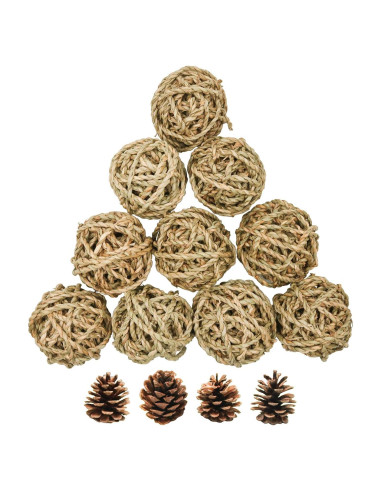 10 Pelotas de Juego Naturales para Conejos y Roedores Bac-kitchen