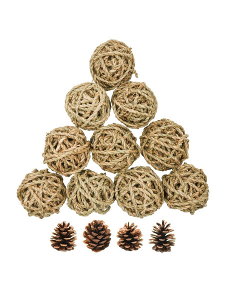 10 Pelotas de Juego Naturales para Conejos y Roedores Bac-kitchen