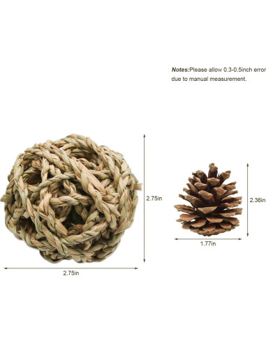 10 Pelotas de Juego Naturales para Conejos y Roedores Bac-kitchen