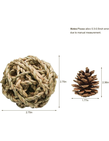 10 Pelotas de Juego Naturales para Conejos y Roedores Bac-kitchen