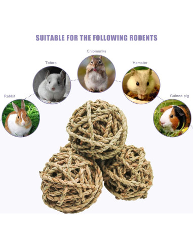 10 Pelotas de Juego Naturales para Conejos y Roedores Bac-kitchen